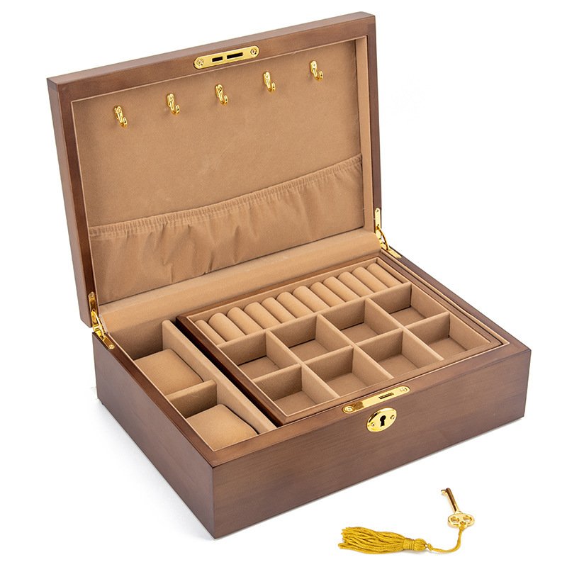 With Lock Jewelry Necklace Wooden Drawer Light Luxury Storage Box