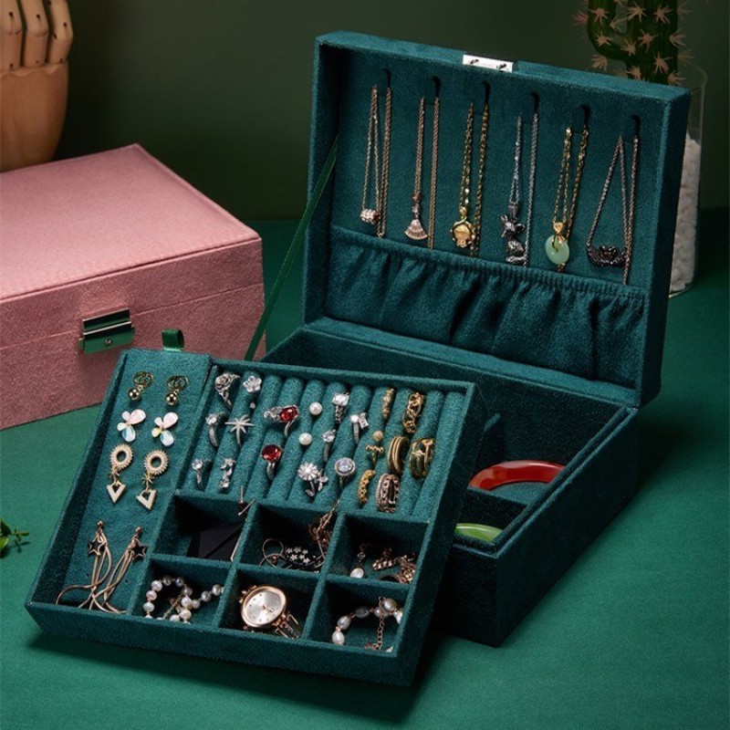 Double Layer Flannel Jewelry Box Jewelry Storage Box Bracelet Finishing