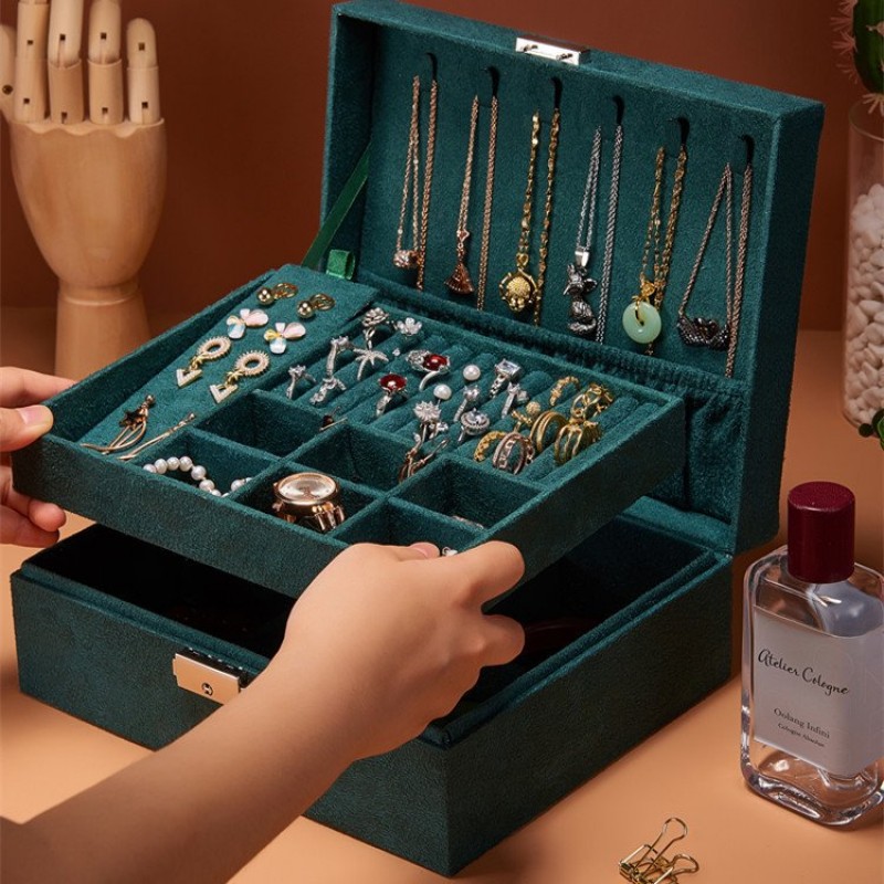 Double Layer Flannel Jewelry Box Jewelry Storage Box Bracelet Finishing