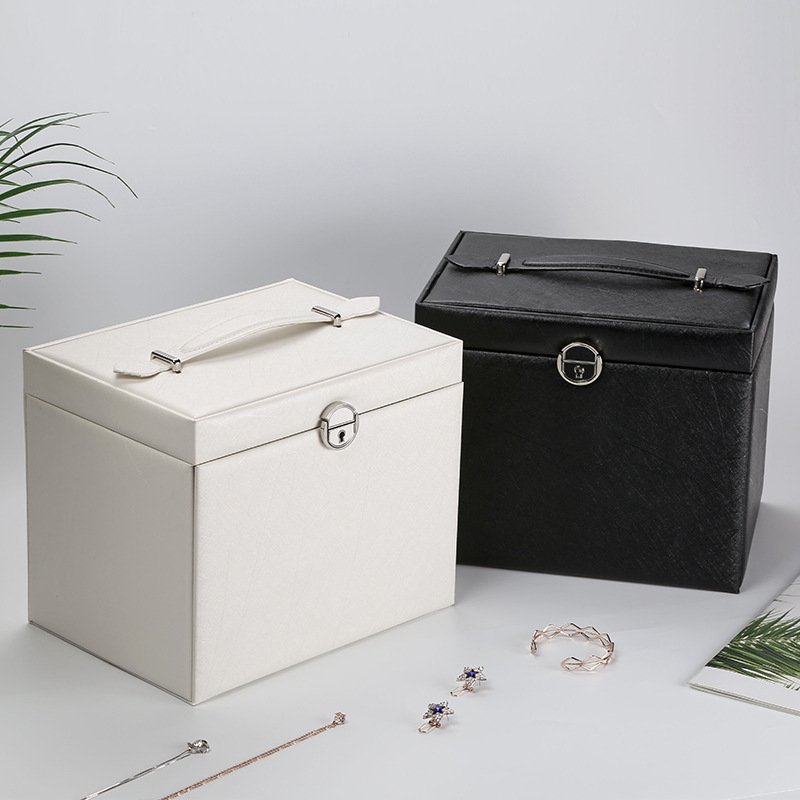 Five-layer Leather Cosmetic Storage Box Jewelry Mu...