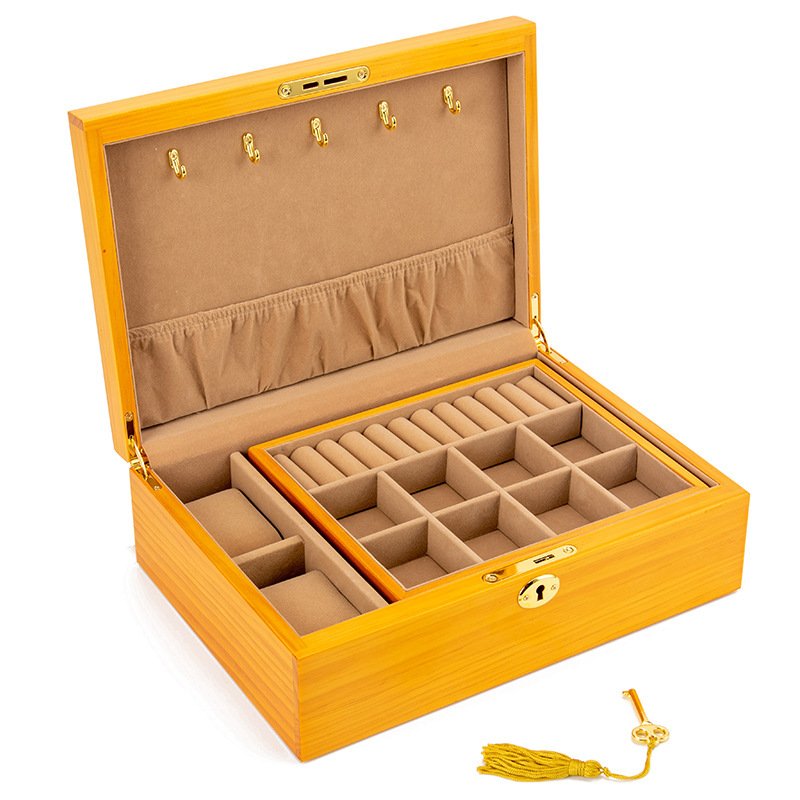With Lock Jewelry Necklace Wooden Drawer Light Luxury Storage Box