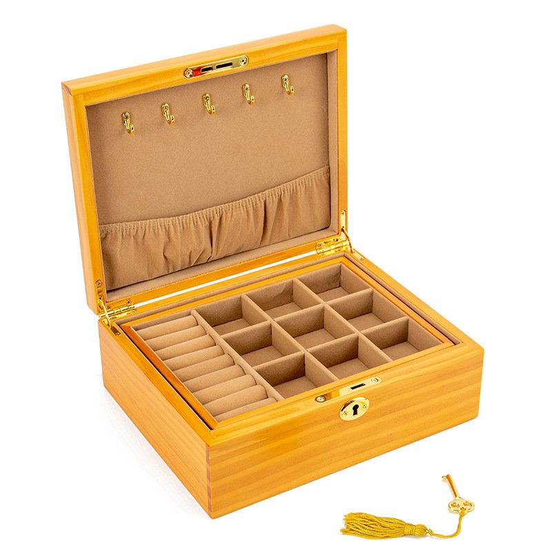 With Lock Jewelry Necklace Wooden Drawer Light Luxury Storage Box