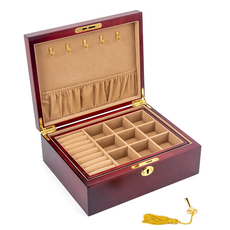 With Lock Jewelry Necklace Wooden Drawer Light Luxury Storage Box