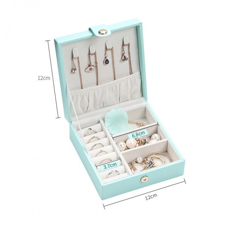 Jewelry Storage Box Square Portable Jewelry Box PU Leather Ring Bracelet Finishing Box