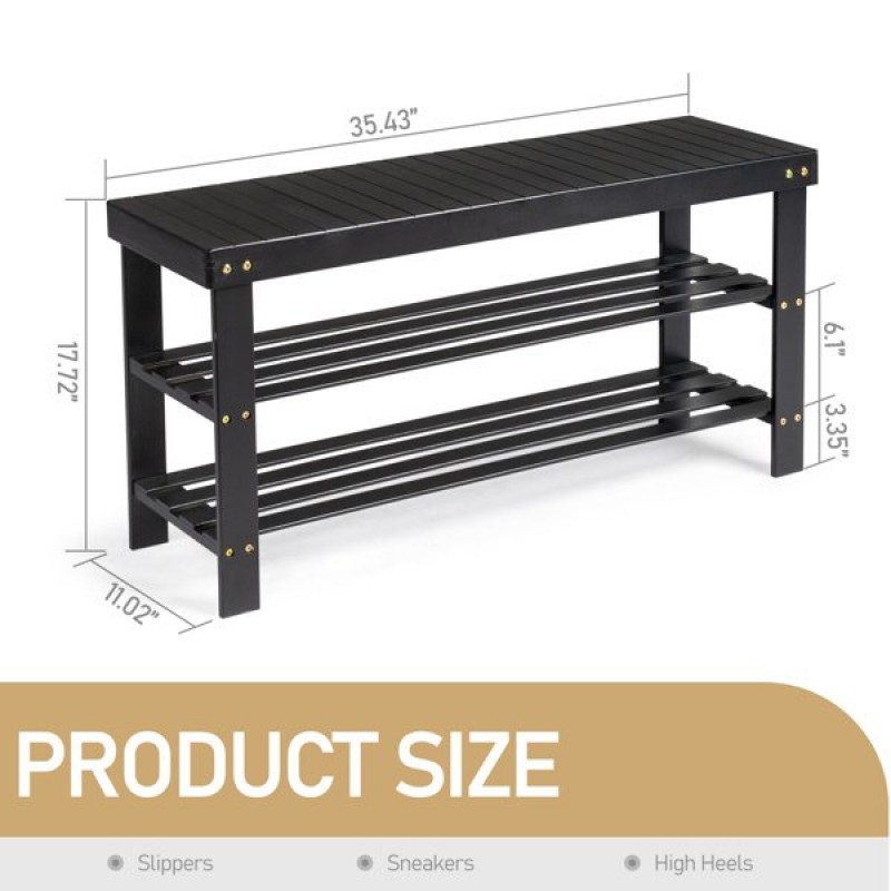 3-Tier Seamless Top Bamboo Shoe Rack