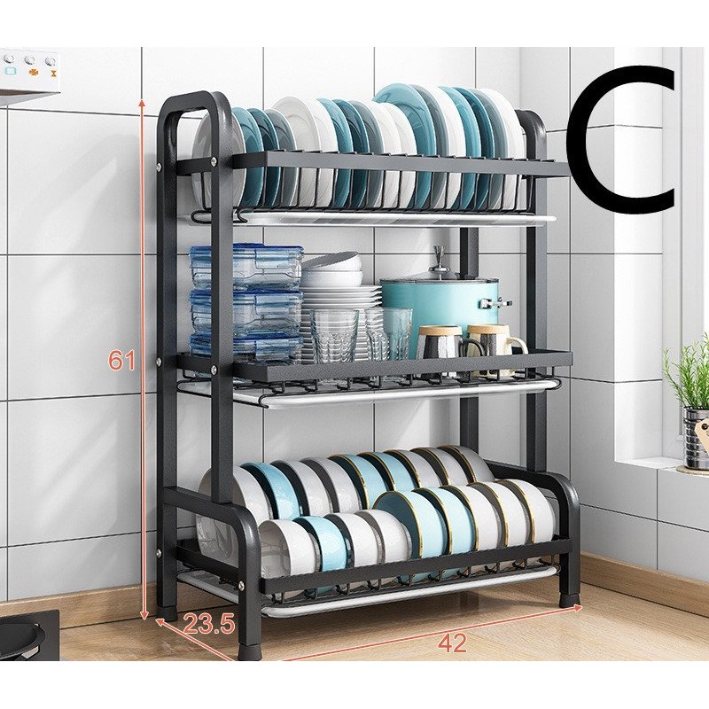 Kitchen Shelf Countertop Dish Drain Rack Small Household Dish Rack Cabinet Dish Storage Rack