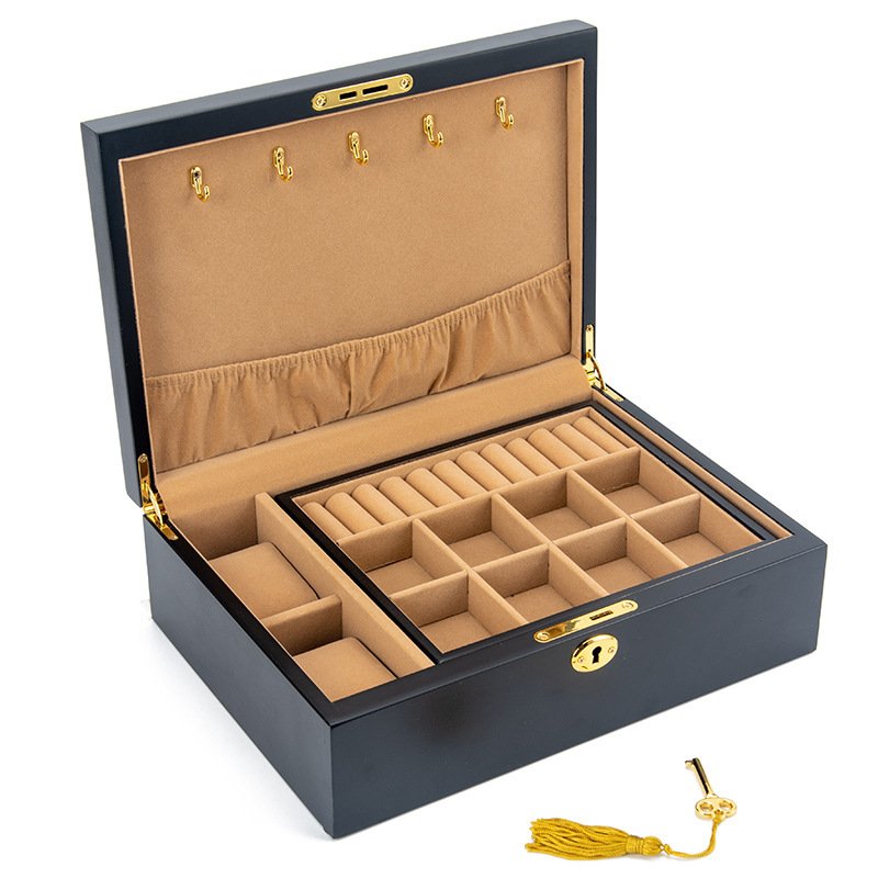 With Lock Jewelry Necklace Wooden Drawer Light Luxury Storage Box