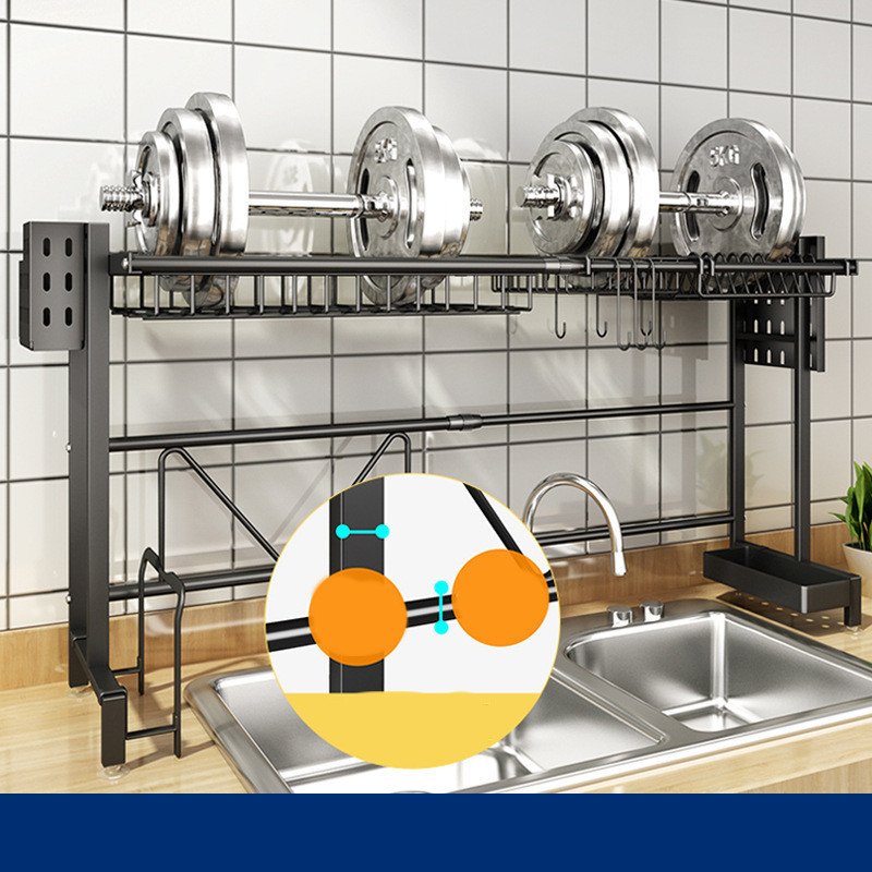 Kitchen Retractable Sink Drain Rack Stainless Steel Multifunctional
