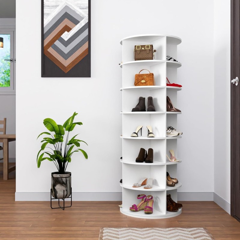7 Tier Rotating Shoe Rack Tower, Spinning Shoe Dis...