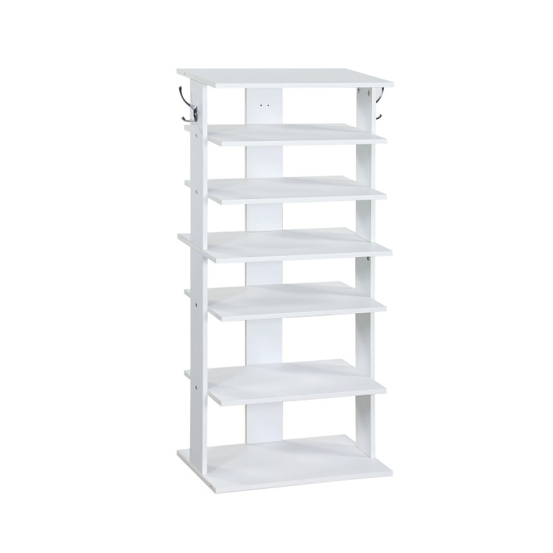 Vertical Shoe Rack,7 Tier Shoe Storage Organizer With Hooks, Entryway Shoe Tower,Vertical Shoe Organizer,Vertical Shoe Organizer,White
