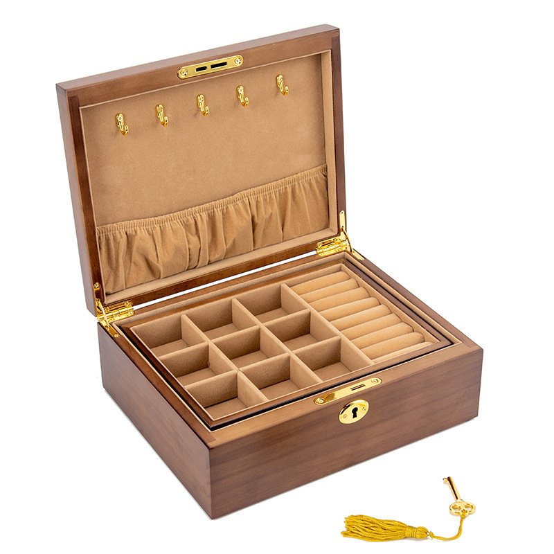 With Lock Jewelry Necklace Wooden Drawer Light Luxury Storage Box