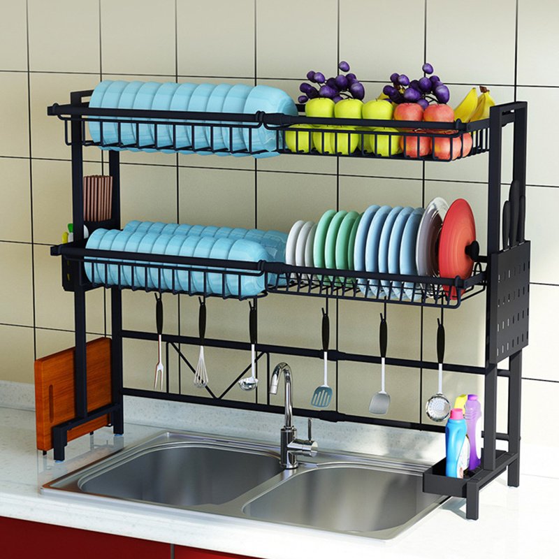 Kitchen Retractable Sink Drain Rack Stainless Stee...