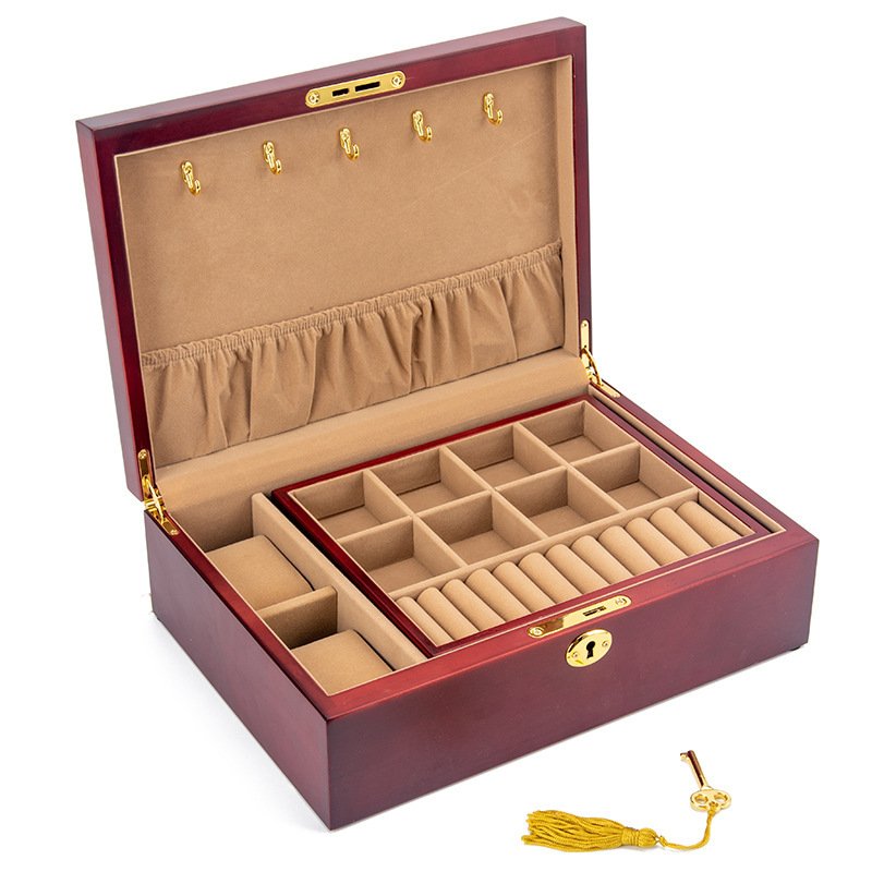 With Lock Jewelry Necklace Wooden Drawer Light Luxury Storage Box
